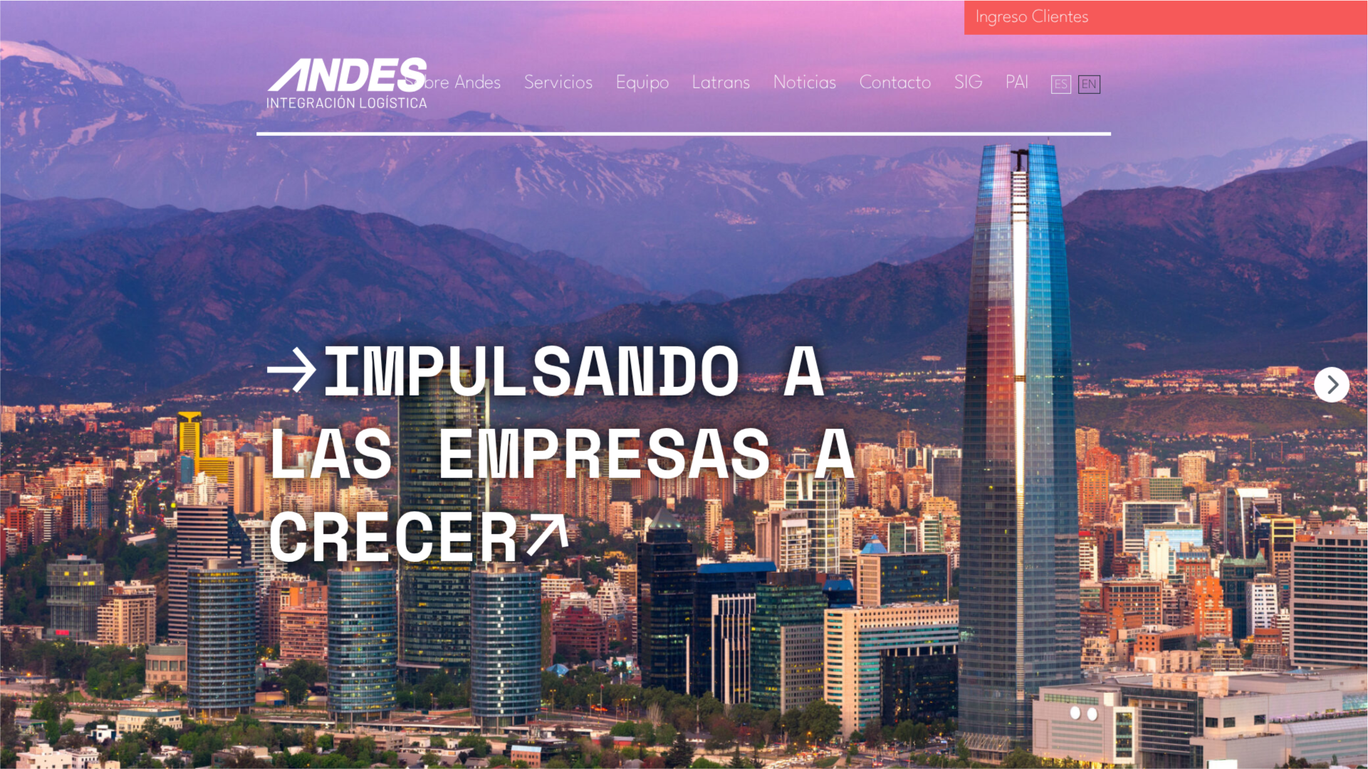 Desarrollo front-end empresa de transporte de carga internacional – Proyecto Andes Group desarrollado en WordPress