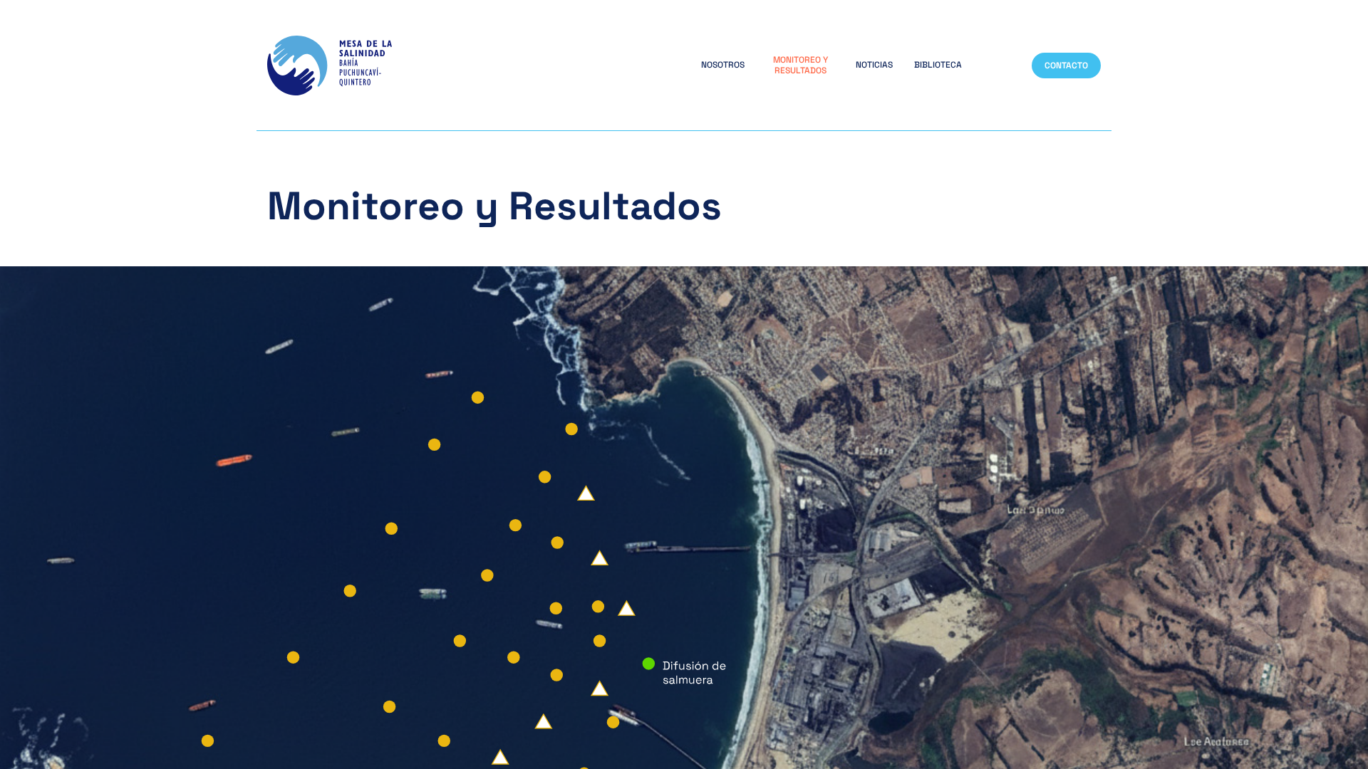 Desarrollo front-end información ambiental bahía de quinteros en Chile – Proyecto Mesa de la Salinidad desarrollado en WordPress