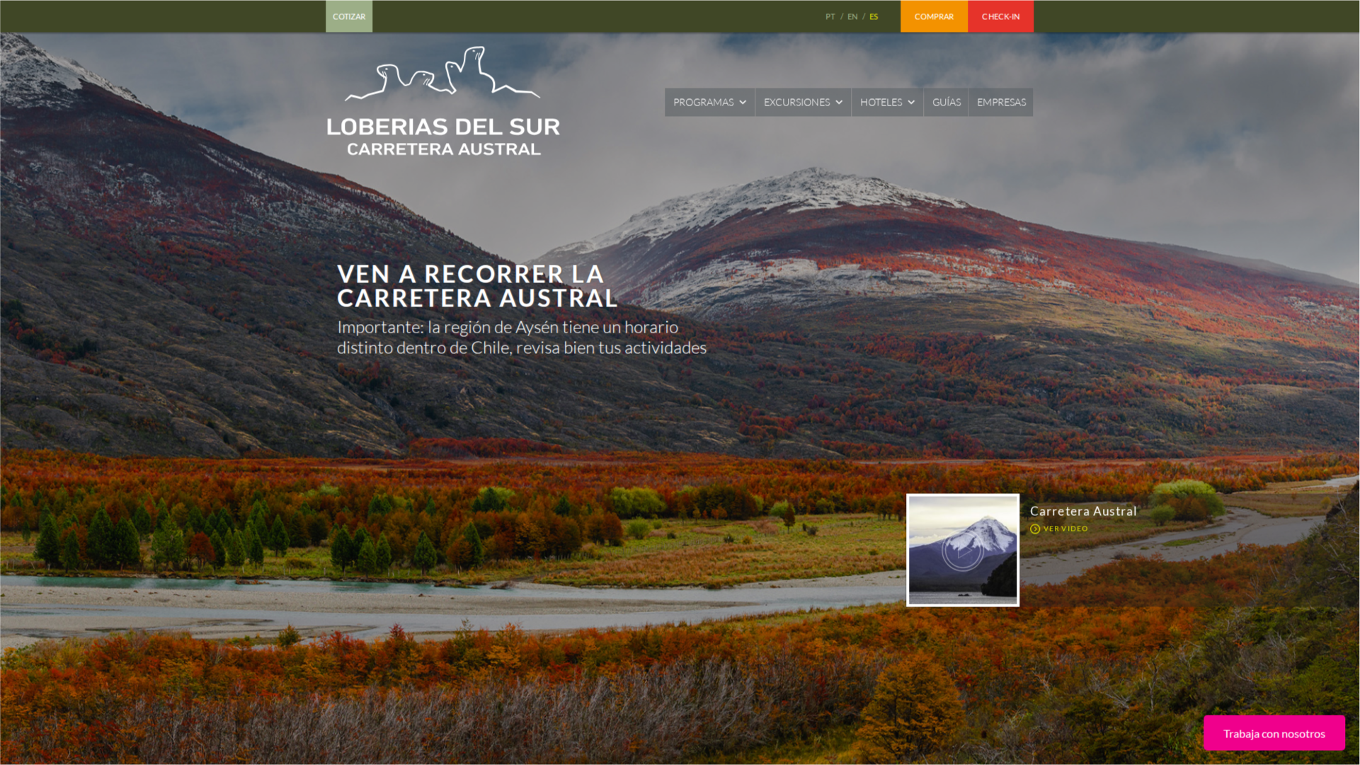 Diseño web Hotel – Navegación – Excursiones – Proyecto Loberias del Sur desarrollado en WordPress